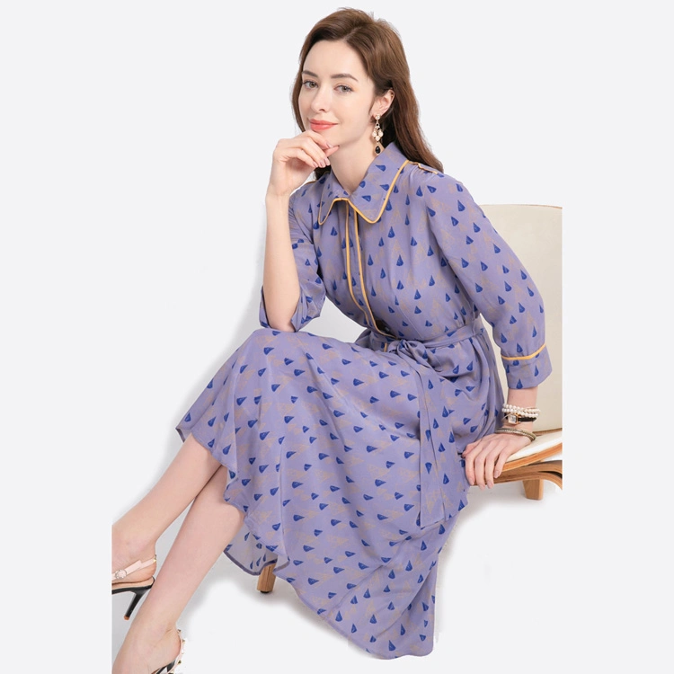 Spring/Summer New Silk Dress Women's Slim Fit Custom Printed Silk Apparel