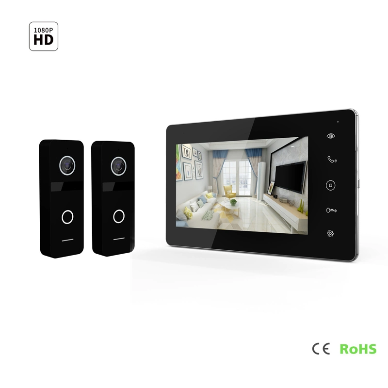 7" de vídeo HD de pantalla IPS Doorphone Inicio Sistema de intercomunicación de seguridad de interfono de lujo