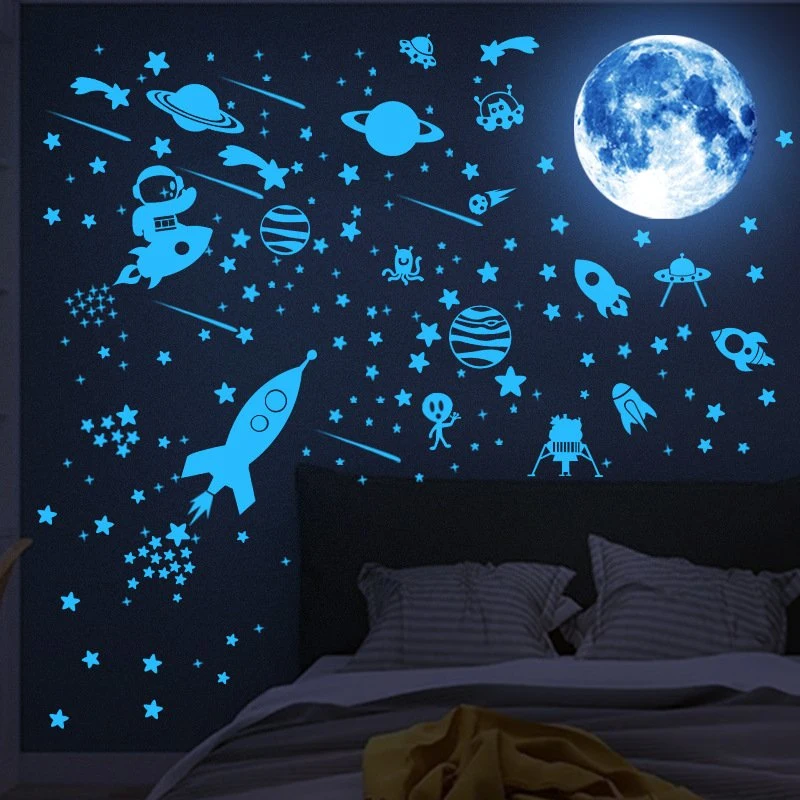 Luminous Wall Decals Ceiling Stickers Glow in The Dark Moon Stars Starry Sky Shining Decals Room Decoration Perfect Gifts for Kids Bedroom Bedding Room