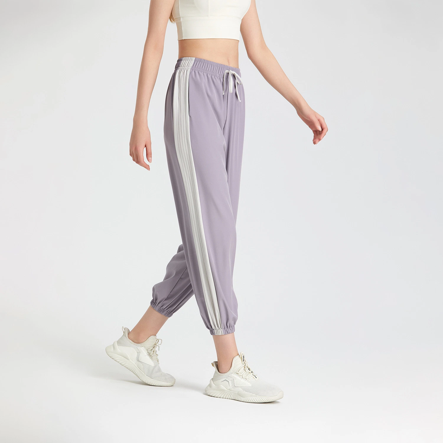 Sport pantalones elásticos mujeres Low cintura Deportes ropa de pata ancha Pantalones sueltos