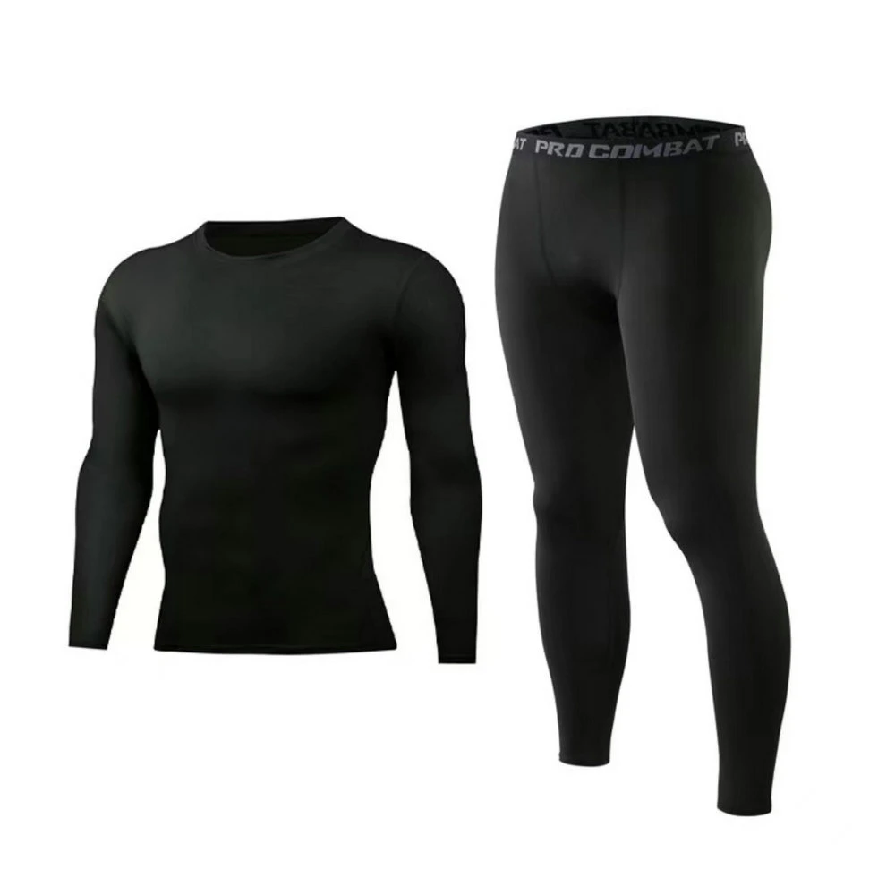 Men Compression Elastic Tights and Long Sleeve Tops Breathable Running Uniform Fitness Workout Gym Wear Wbb18558