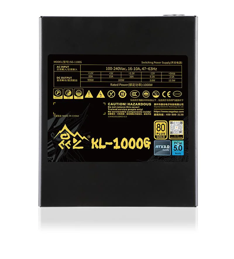 Segotep ATX 1000W 80plus Gold certifie l'alimentation de l'ordinateur à interface entièrement modulaire Alimentation