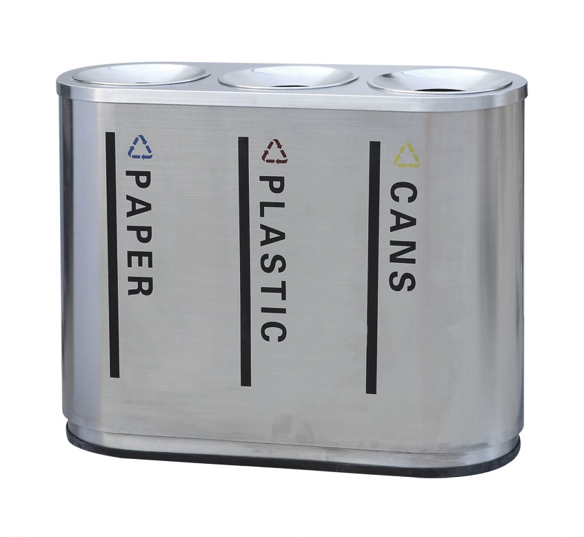 Waste Bin 4 Compatment Stainless Steel 4 in 1 for Airport