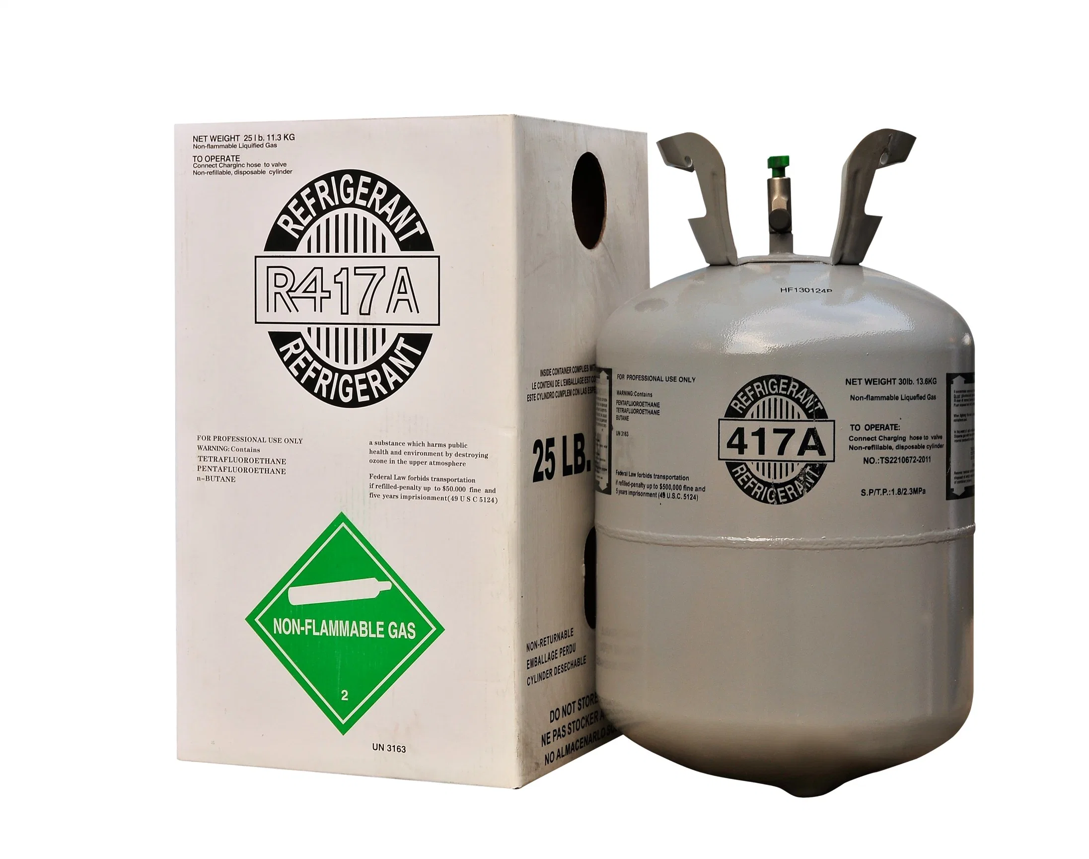 China Manufacturer 99.9% High Purity R417A Yonghe Cooling Refrigerant Gas