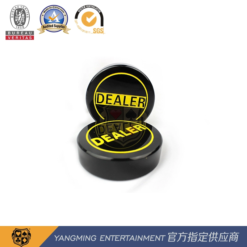 Black and Yellow Double-Sided Engraving Texas Hold&prime; Em Poker Table Game Accessories Button Ym-Dr03