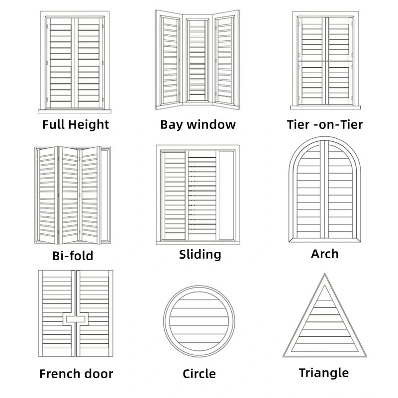 Original Factory Customized Design Adjustable Interior Wood Window Plantation Shutter