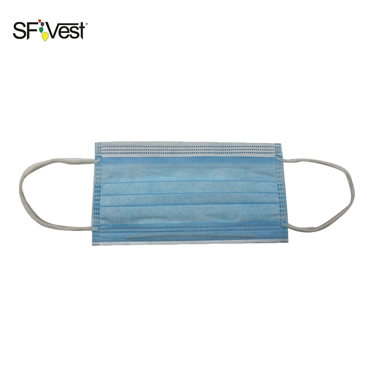 3 Ply Light Blue and White Nonwoven Fabric Face Mask Dental Disposable Face Mask