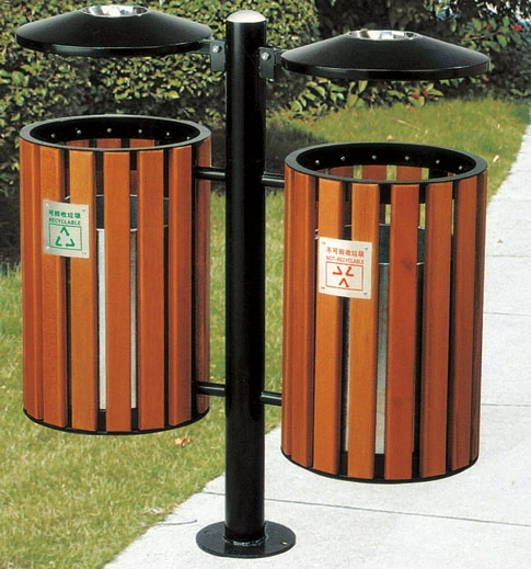 Steel and WPC Outdoor Street Garbage Waste Bin Rubbish Container