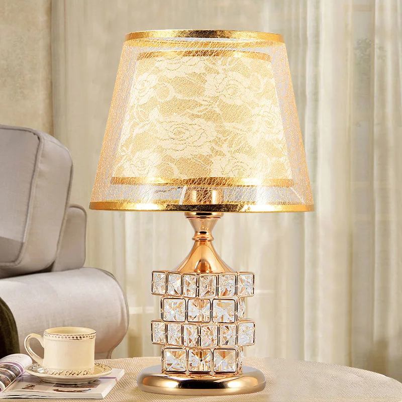 Modern Crystal Touch Sensor Desk Night Light Thumb Bedside Stained Glass Gold Table Bedside Lamps Gabby&prime; S Doll House Lamp