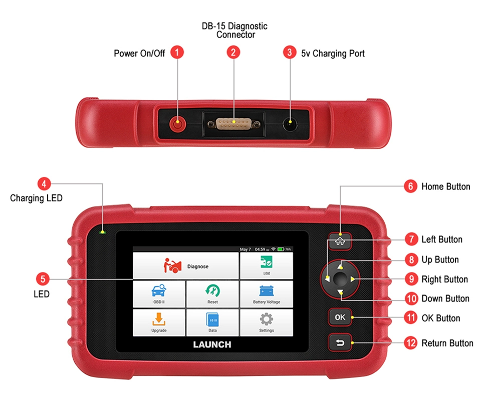 Lector Crp129X OBD2 Herramientas de diagnóstico lector de código automático profesional Escáner de automoción OBD II Diagnóstico para todos los coches Diagnóstico