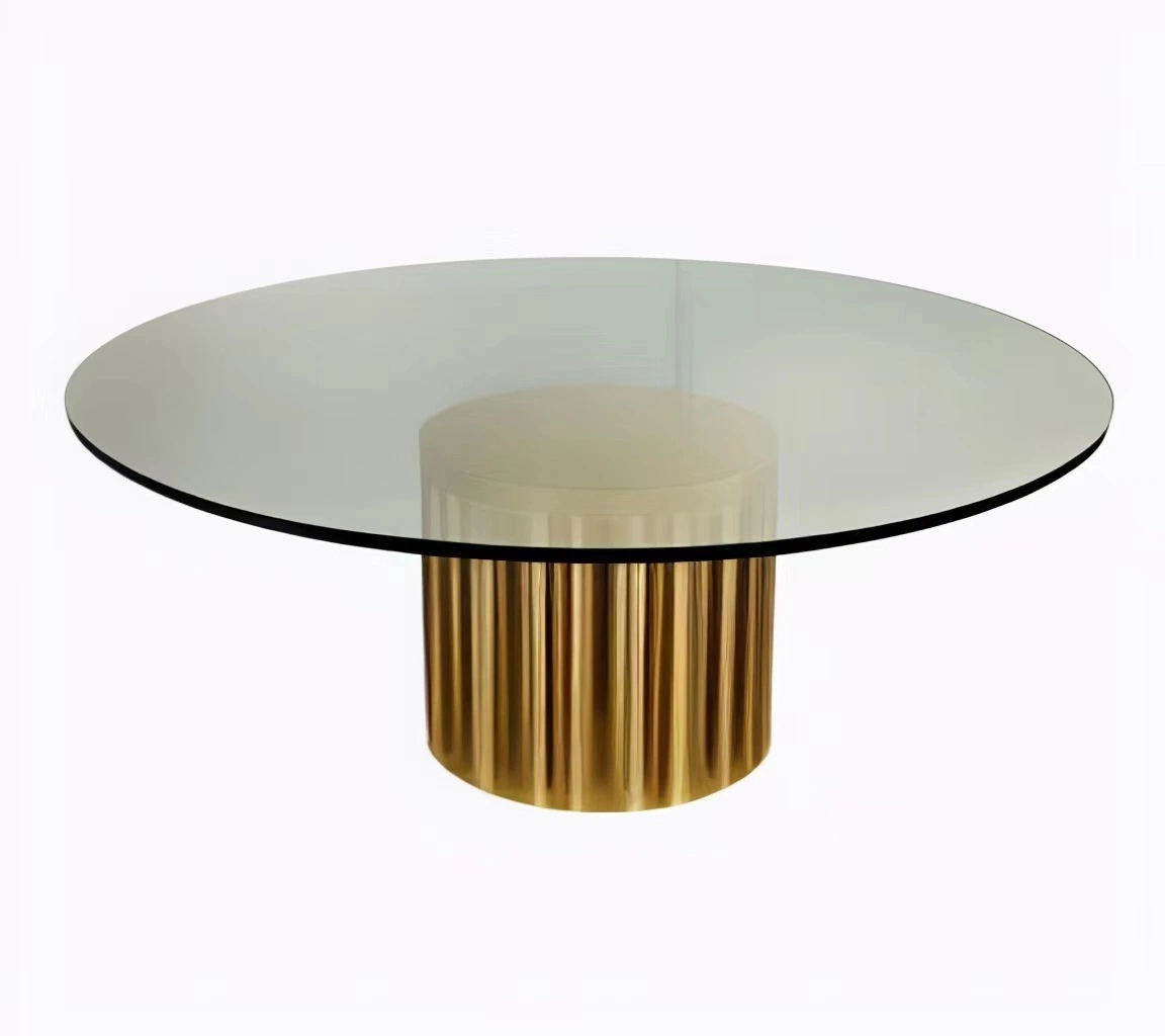 Top Quality Metal Round Gold Table Modern Living Room Furniture Living Room Edges Silver Coated Round Glass