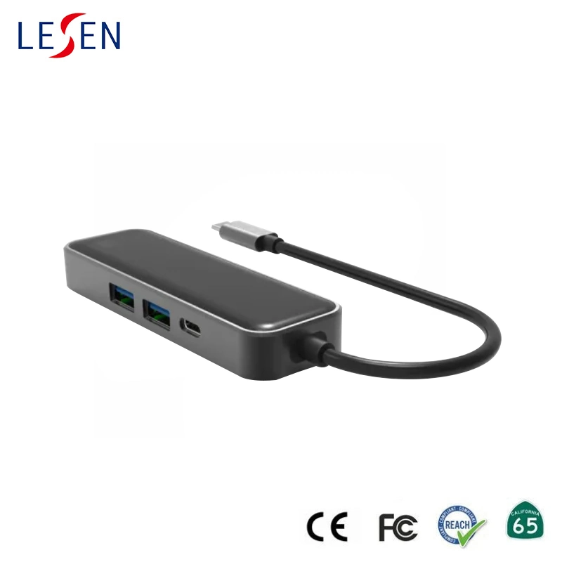 New Design Multi Port Type-C USB-C Hub USB3.0*2/RJ45 (1000Mbps) /Pd 60W Charging