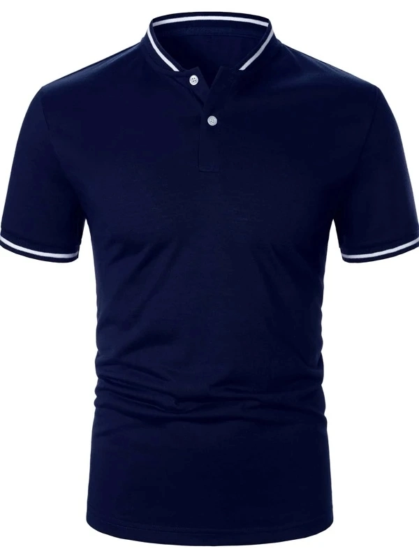 Simple cómodo Casual moda casual de secado rápido guarnecido con rayas hombres Slim Fit Camisa de polo