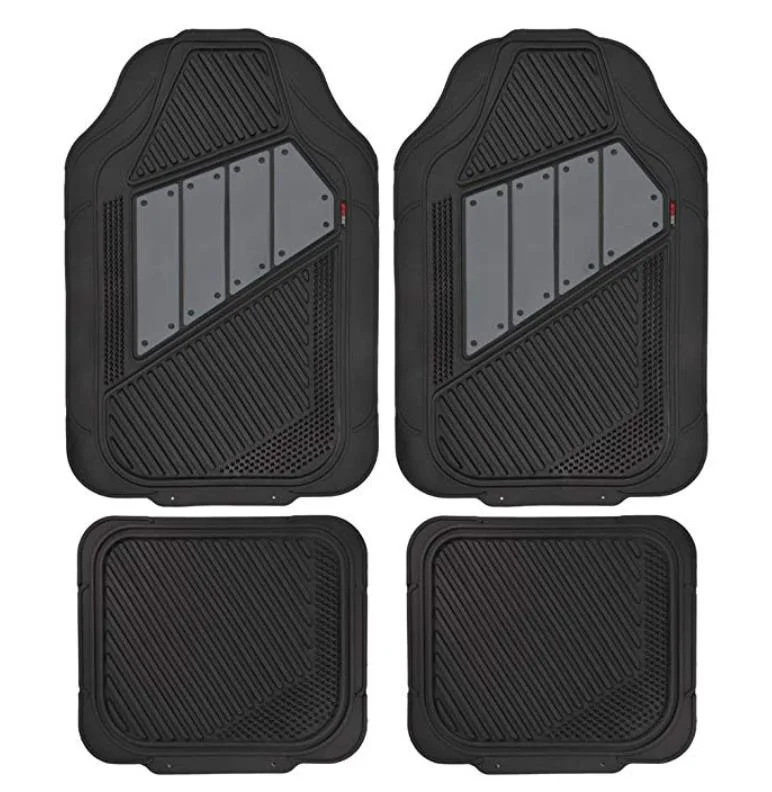 2 Tone Rubber Car Floor Mats for Auto Black &Gray