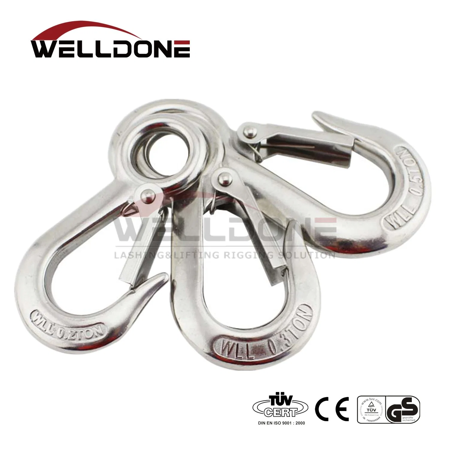 316 304 Stainless Steel Metal Hardware Large Fixed Eye Slip Crane Hook for Lifting