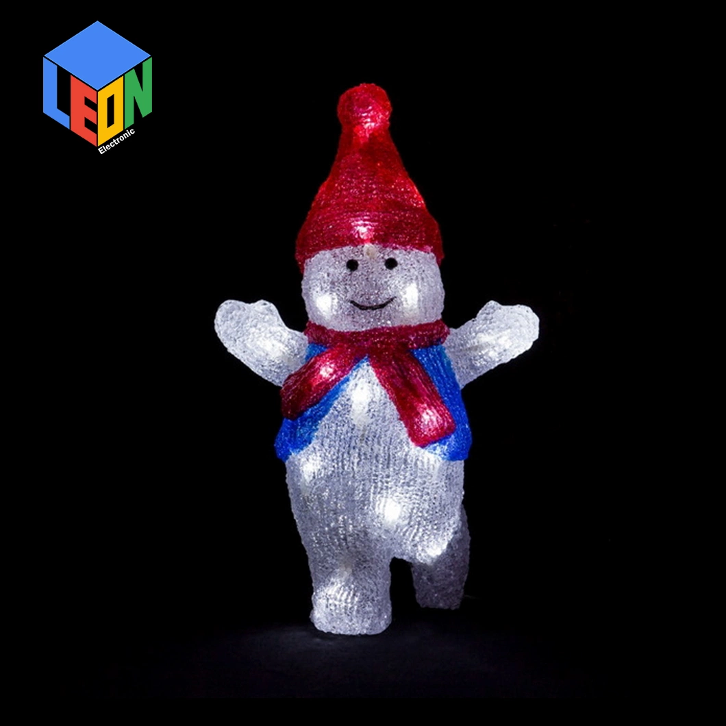 Festival Christmas New Year Celebrate Home and Garden Decoration Acrylic LED Light Snowman with Hands up