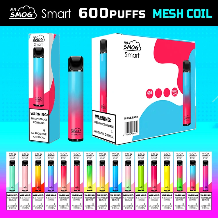 One Time Smoking Prefilled 2ml E-Liquid Juice Vapes Mr. Smog 600 Puffs 2% 20mg Nic Salt