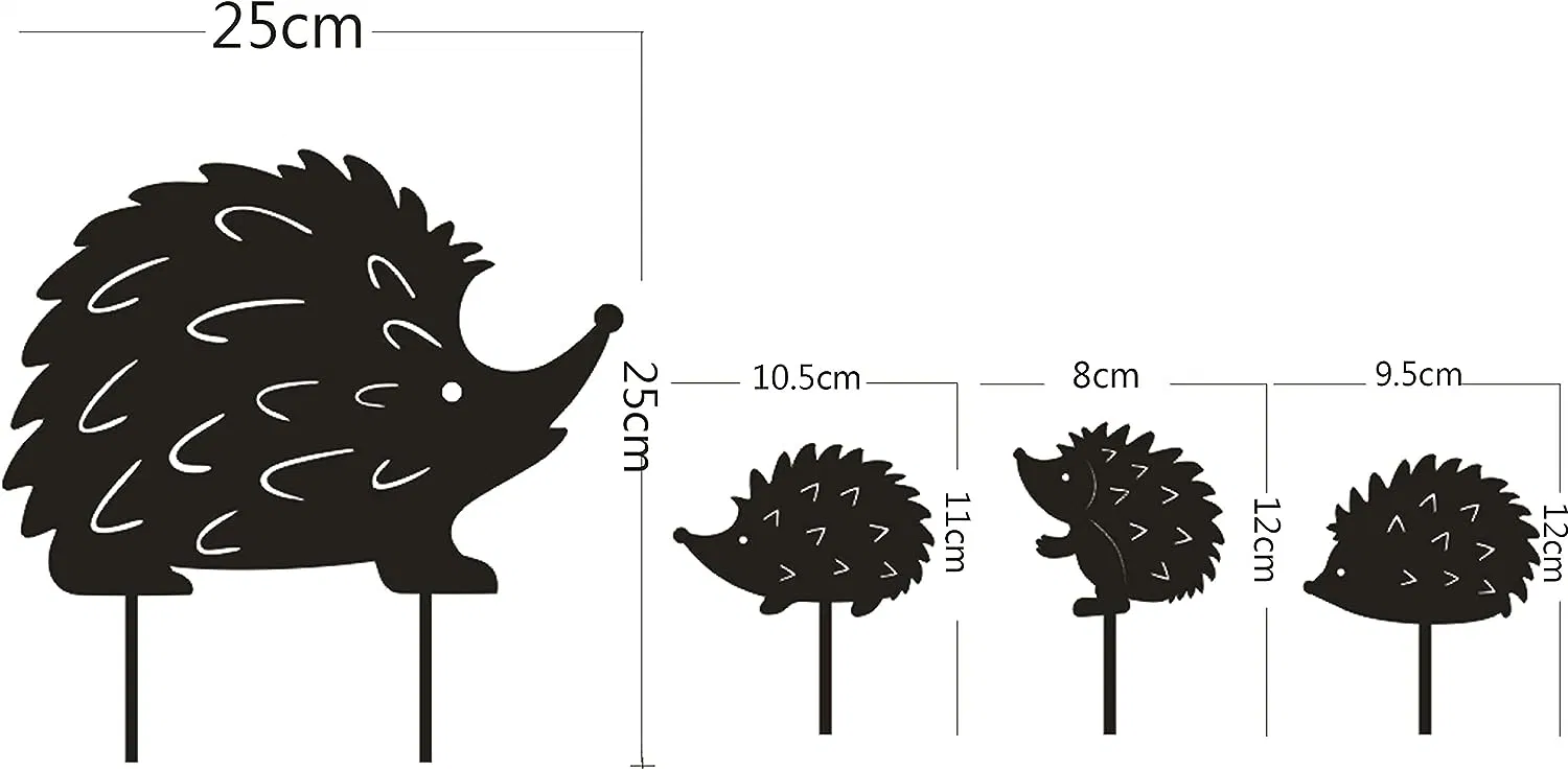 Decorative Garden Stakes Metal Garden Statues Small Cute Silhouette Stake for Yard Outdoor Garden Lawn Decoration, Set of 4