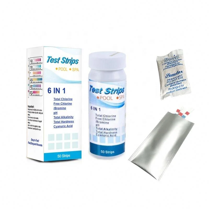 Stock Discount 50 Strips W-6 Test Kit for Swimming Pool SPA Cleaning Fitting Water Test Strips