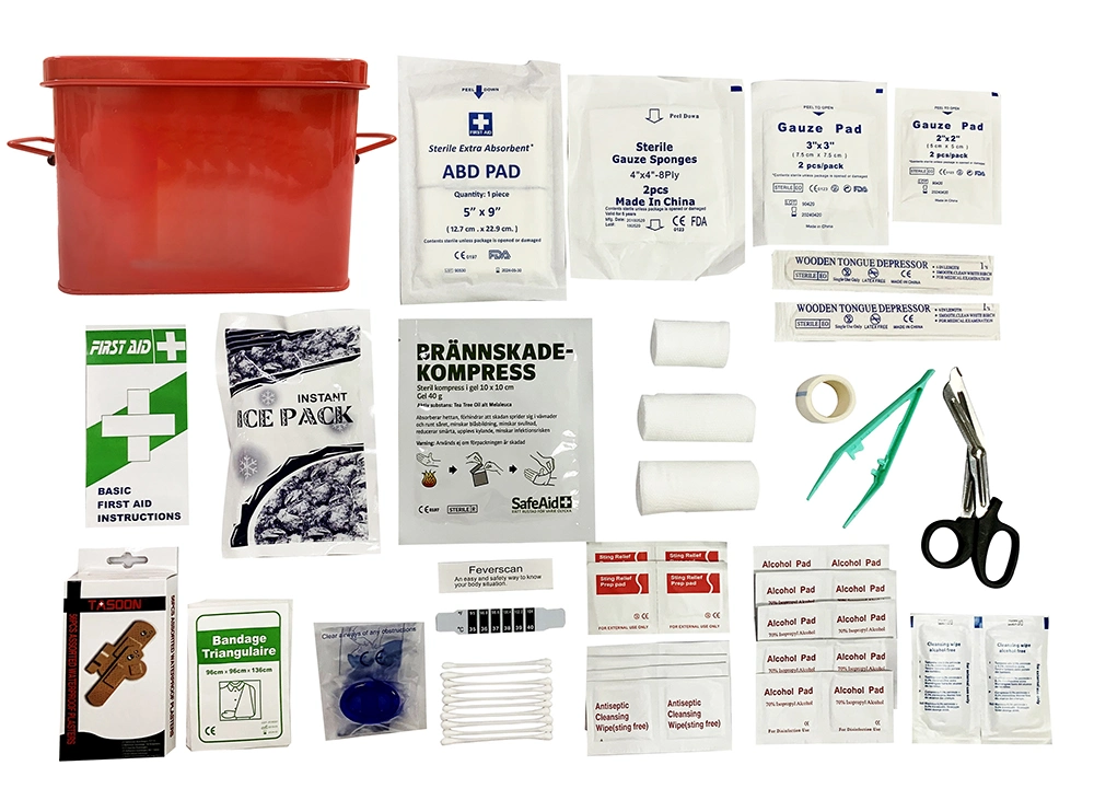 L'étain métal Light-Weight Trousse de premiers secours avec kits 118pcs de fournitures médicales