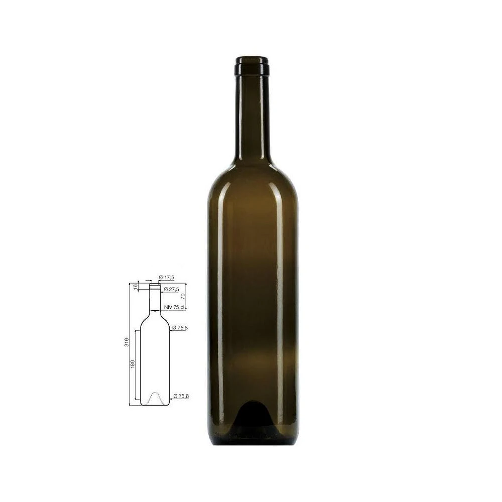 Wholesale/Supplier Empty Black Ice Wine 500ml 1000ml 750ml Wine Bottle Glass with Cork