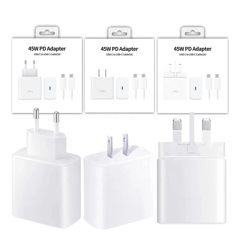 New EU 1: 1 Original Quality Mobile Phone Super Fast Charging Kit 45W Travel Adapter for Note 20