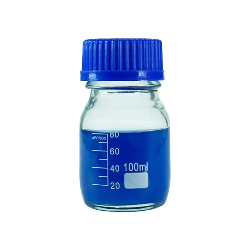 Factory Price Laboratory Round Bottom Blue Screw Cork Glass Media Storage Reagent Bottle