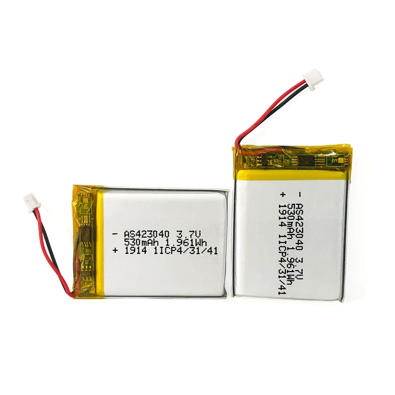 UL2054 Certification 423040 Rechargeable 3.7V 530mAh Lithium Polymer Battery Pack