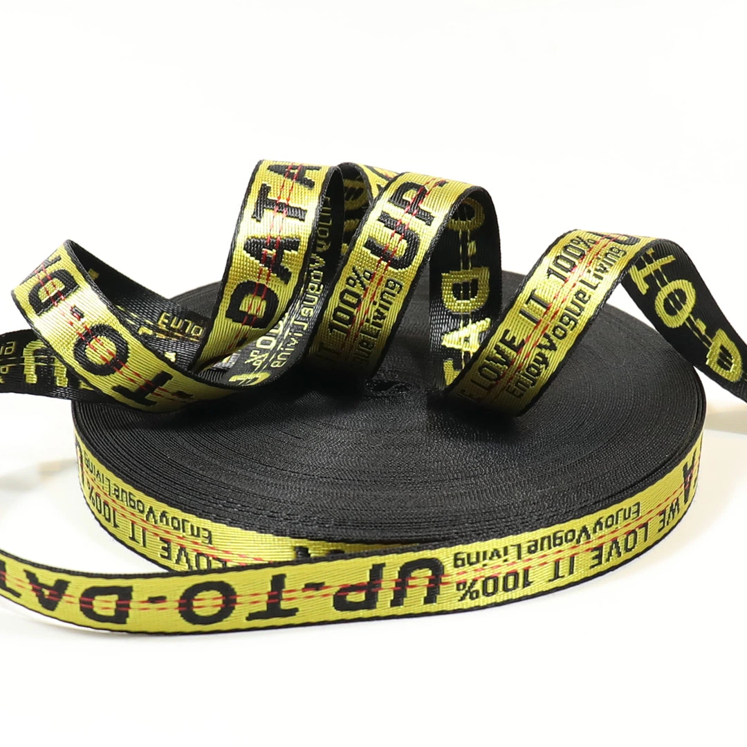 Custom Design Logo Recycled Band Letters Imitation Nylon Jacquard Webbing