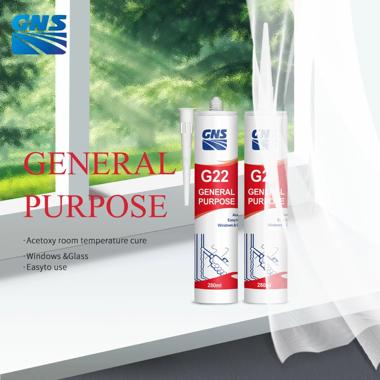 Gns G22 General Purpose 70% Silicone Acetic Cured Sealant for Sealing Glass and Aluminium