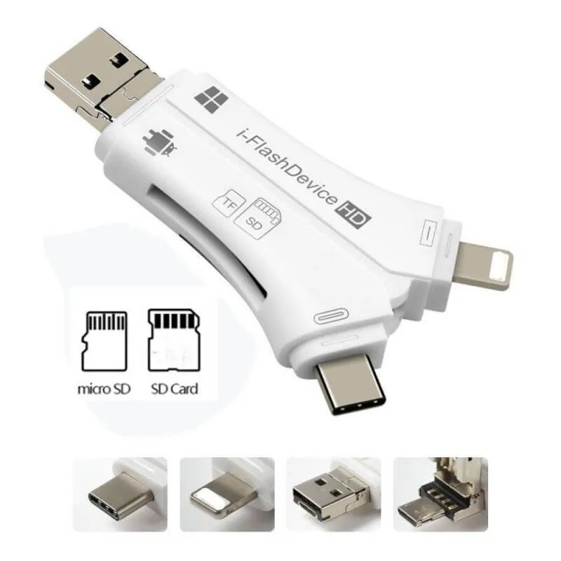 Y-Style SD-Kartenleser für Telefone, unterstützt USB/Micro-USB/Typ-C/Lightning