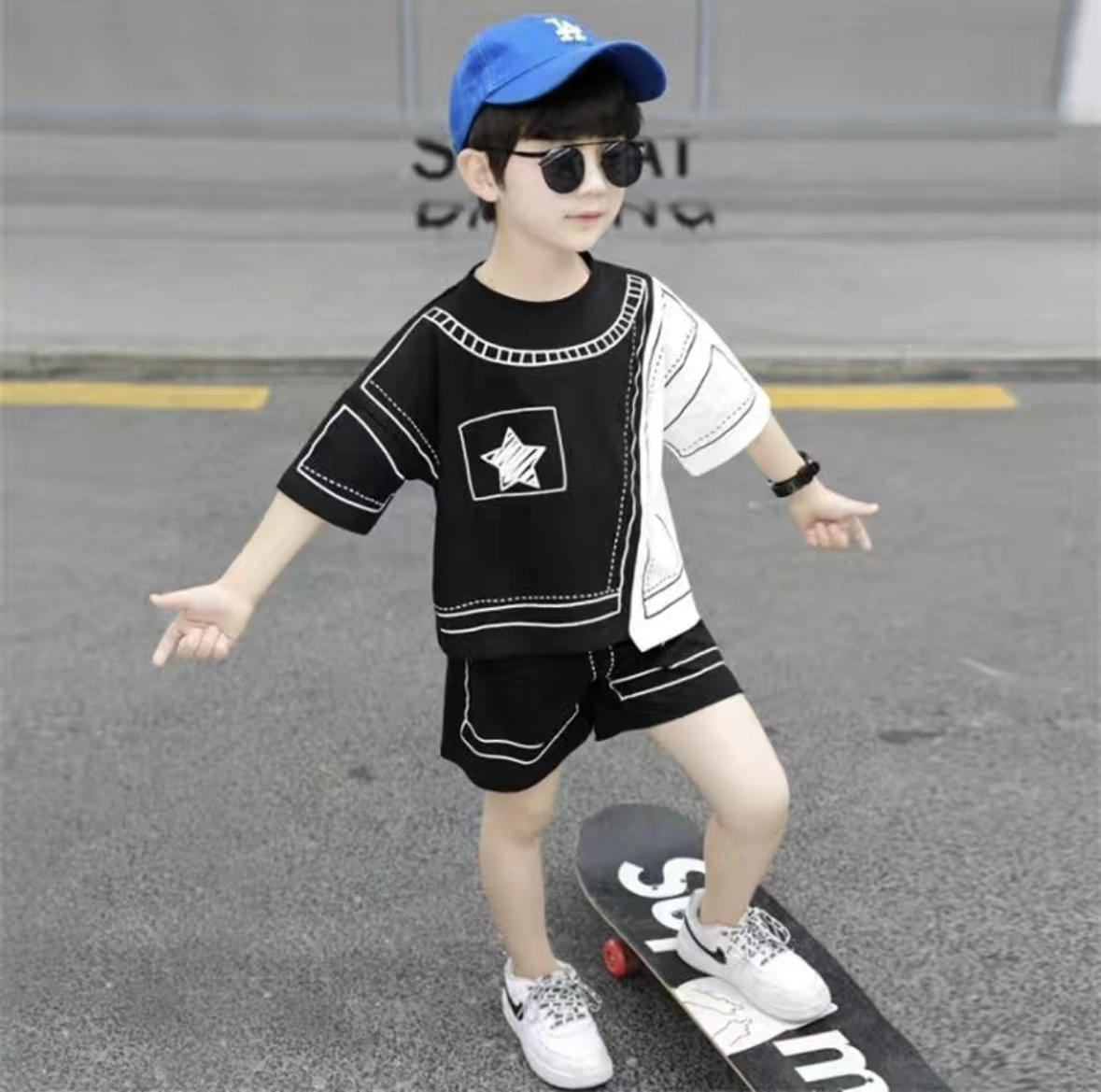 Childrens Clothing Wholesale Factory Price Kids Clothes Summer Thin Two-Piece Set Boys Clothes Baby Short Sleeve Boys Summer Suit Childrens Apparel Bss8012