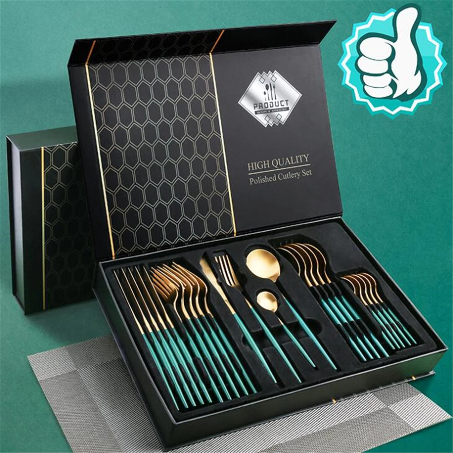 Tenedor cuchara cuchillo Dinnerware Sets 24pcs Luxury Party Flatware Gold Acero inoxidable chapado