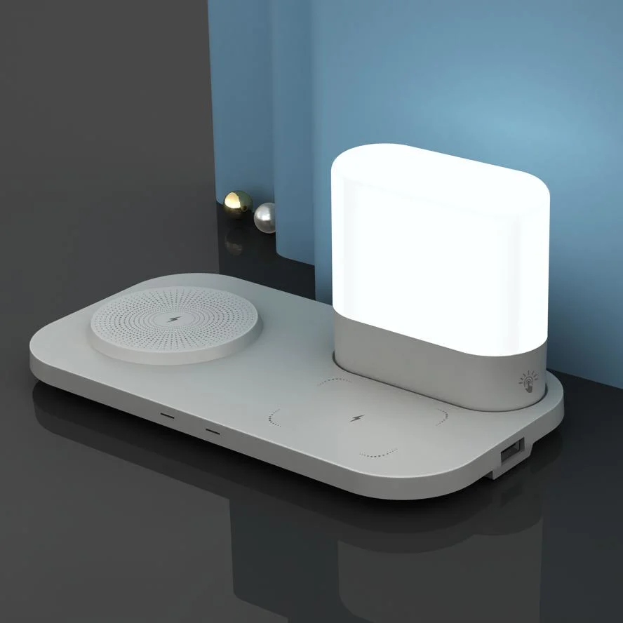 Wireless Charging Night Light LED Illuminated 5W 7W 10W 15W Phone 3 in 1 Wireless Charger Fast Charging Station