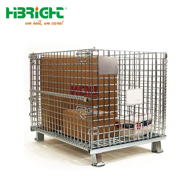 Warehouse Storage Pallet Wire Mesh Steel Security Cage Collapsible Container