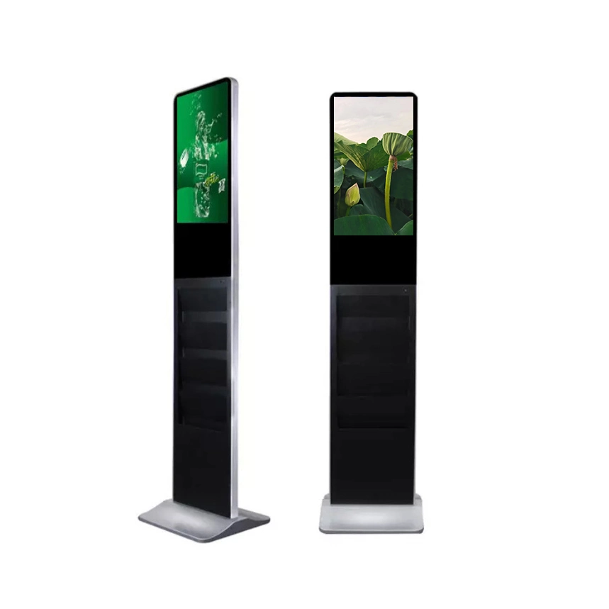 Custom 21.5 Inch Floor Standing Digital Signage with Brochure Holder