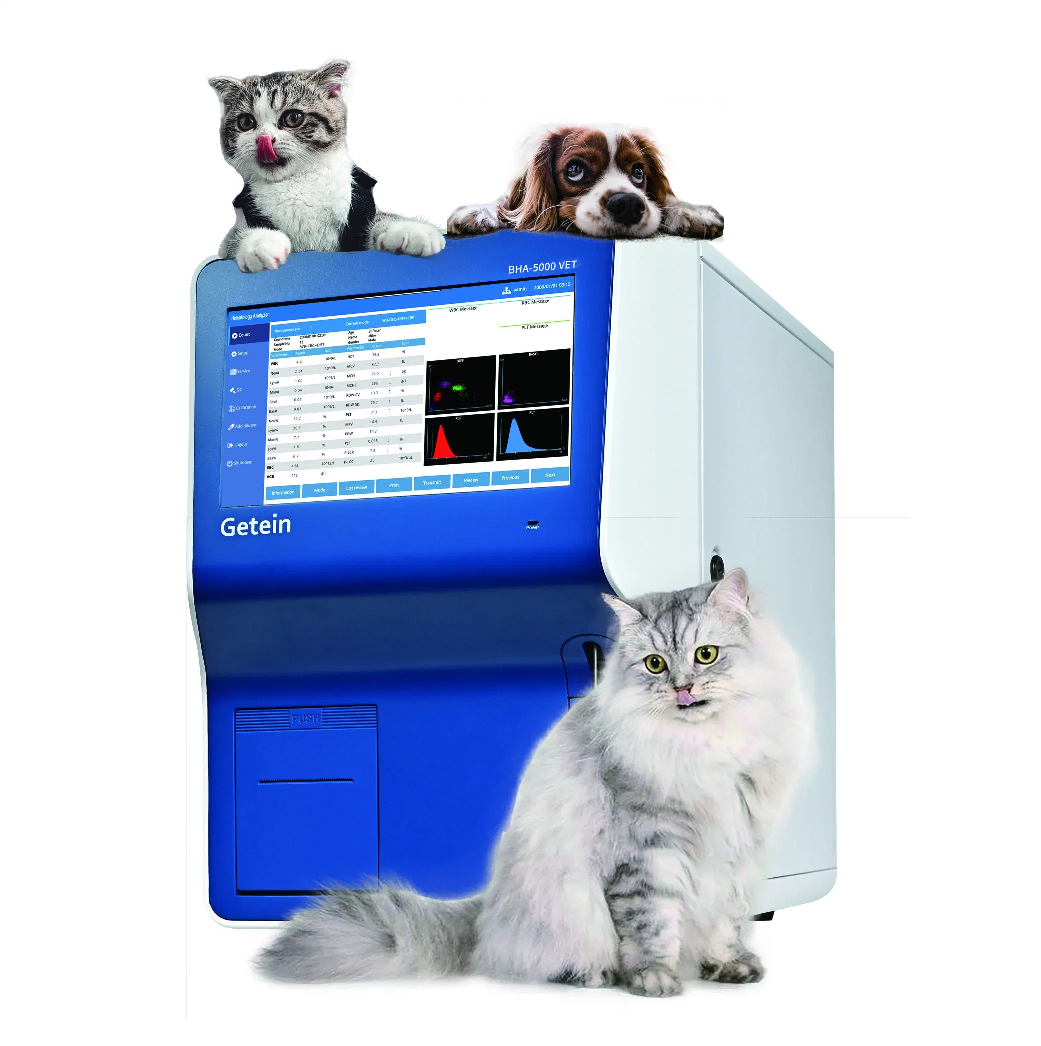 Getein BHA-5000 Vet Fully Auto 5-Part-Diff Hematology Analyzer Machine with Compact Design