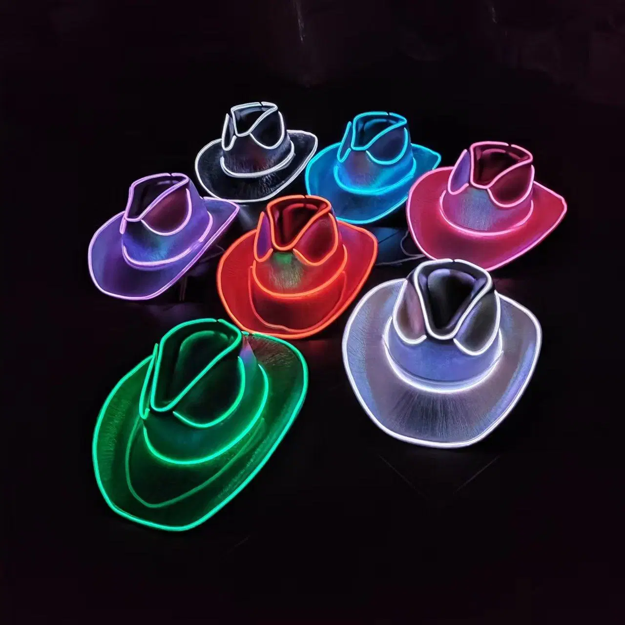 Flashing Neon LED Light up Cowboy Hat Adult Cowboy Halloween Christmas Decoration