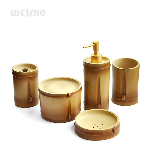 Bamboo Style Polyresin Bathroom Accessories