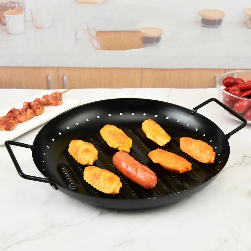 Carbon Steel Round Non-Stick Barbecue Pan Household Commercial Barbecue Grill Pan Wbb15974