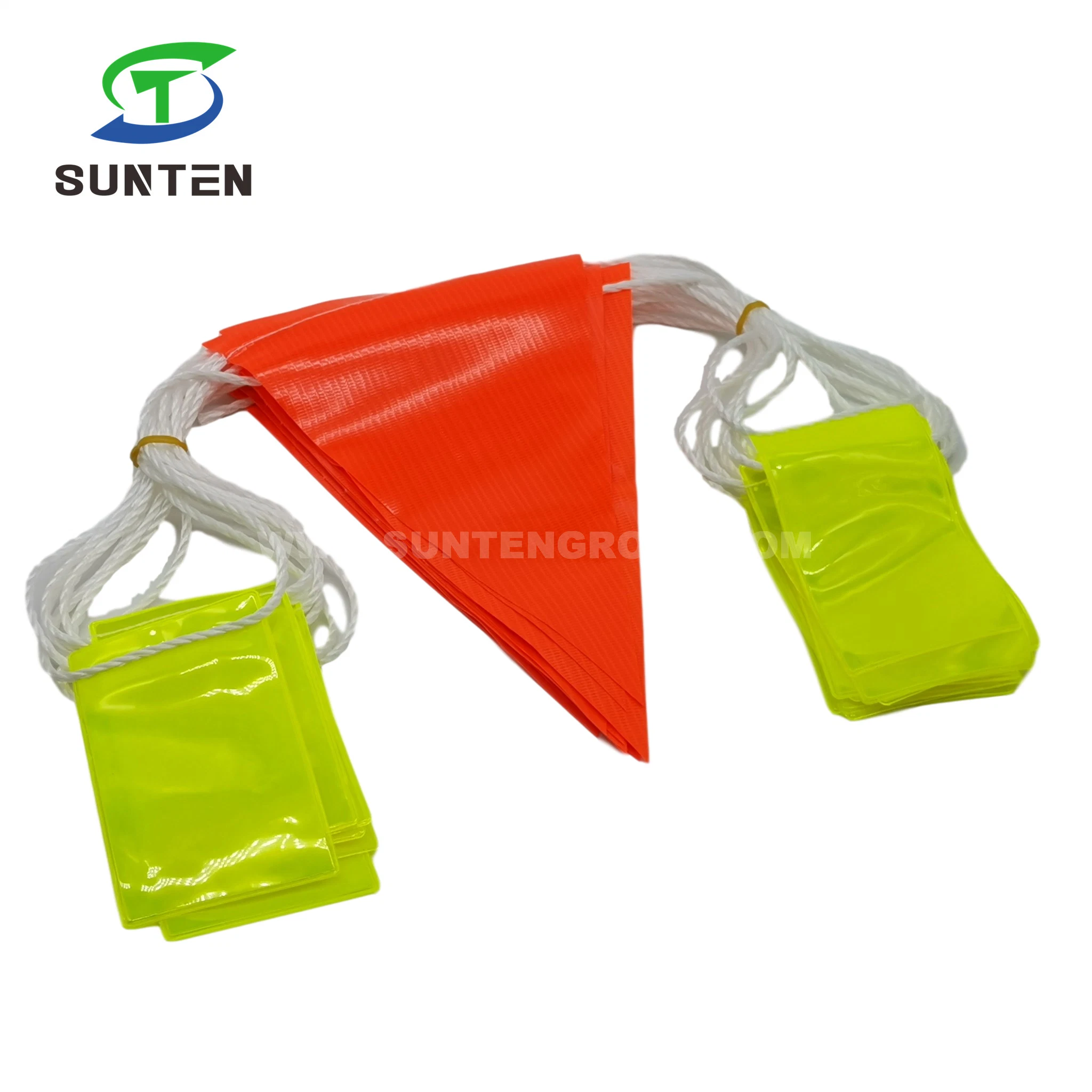 Traffic Road/Waterproof PVC/Polyester/Nylon/PP Rope and PVC Flags/Fluorescent Color Square/Triangle Delineator String/Street Safety Warning Anti-UV