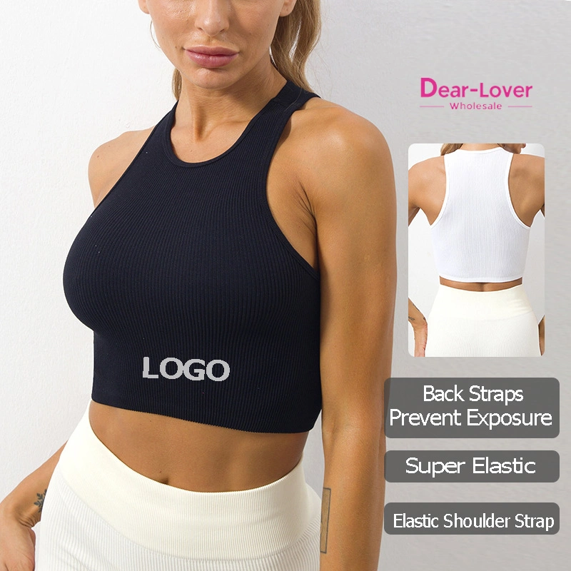 Dear-Lover Wholesale/Supplier Custom Ribbed Knit Cropped Yoga Sports Vest Yoga Clothing Sports Suit Women Sportswear Outfit Fitness Wear