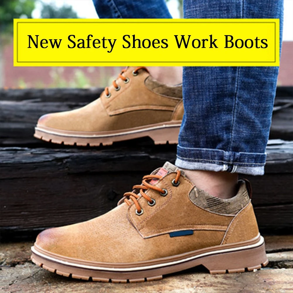 Factory PU Leather Men's Resistant Work Shoes Steel Toe Work Boot