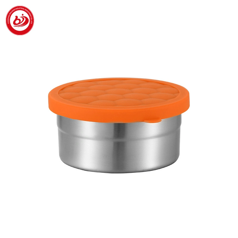 Acero inoxidable 304 Naranja congelado Caja de almacenamiento personalizado con Tapa de silicona