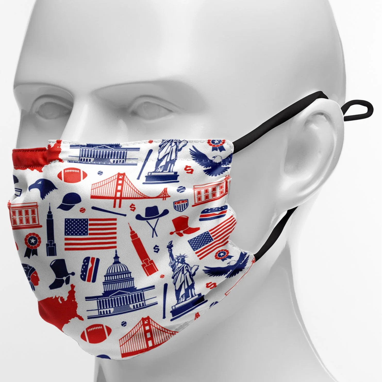 Custom Print on Demand Inspire Masks Reusable Face Mask with Filters -Designer Washable Double-Layer Poly/Cotton Mask