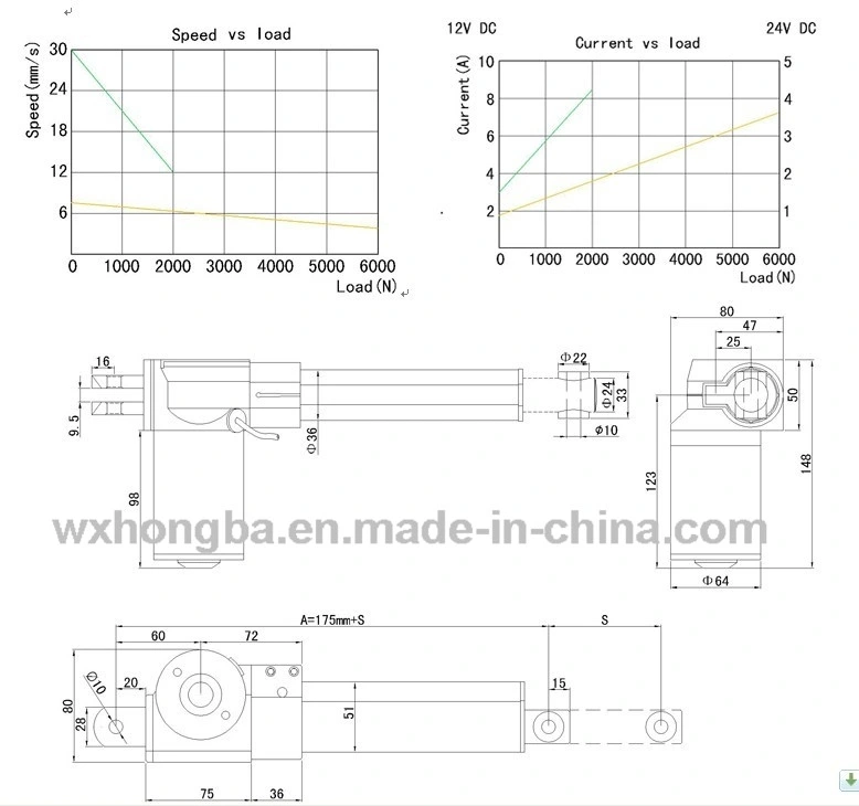 12V DC China DC Motors for Hospital Bed Table with Drawer, Original Factory, Speed Controller