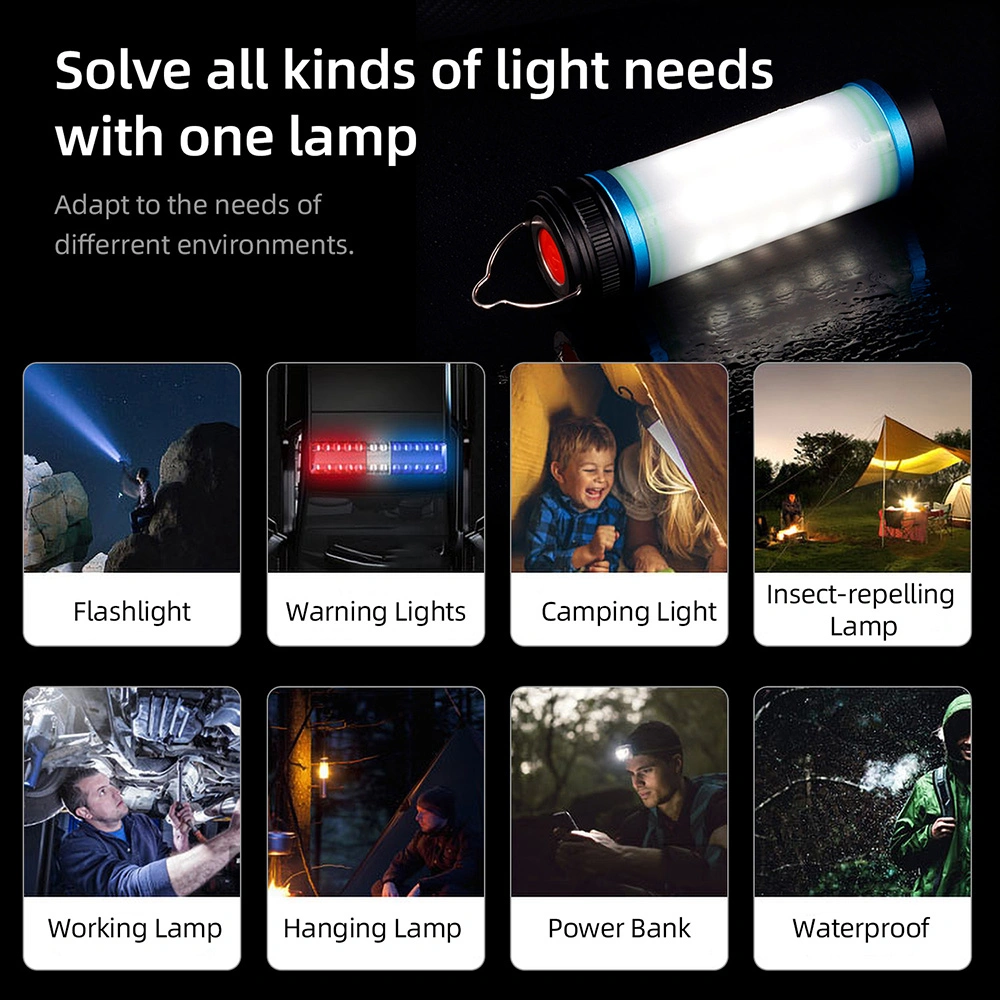 Outdoor Waterproof Rechargeable LED Camping Working Flashing Emergency Warning Tent Light Lamp Short Model