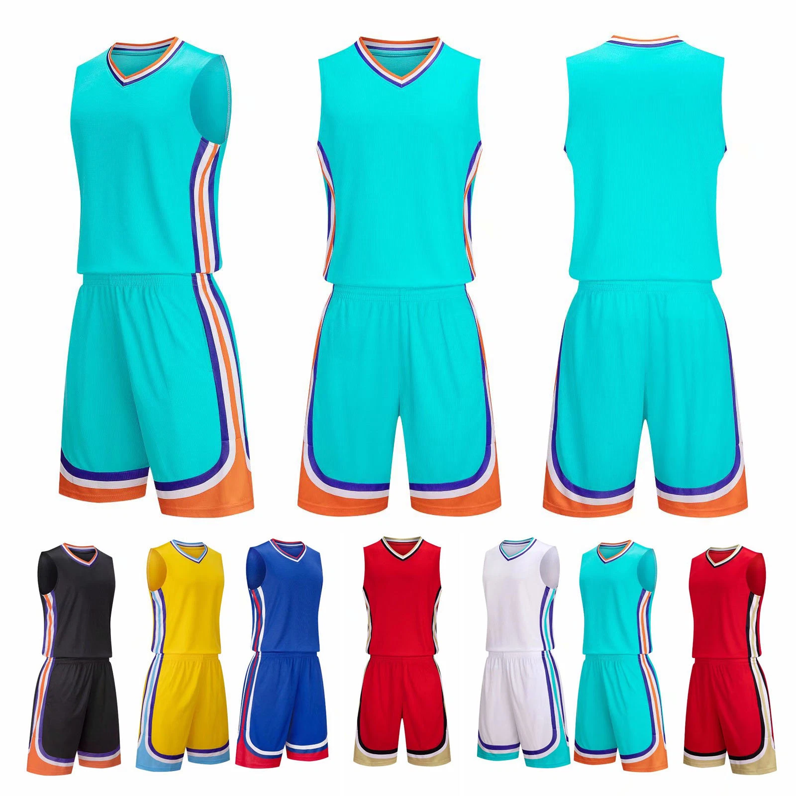 Plain Soccer Custom Jersey Basketball Competition Suit Training Blue Sportswear