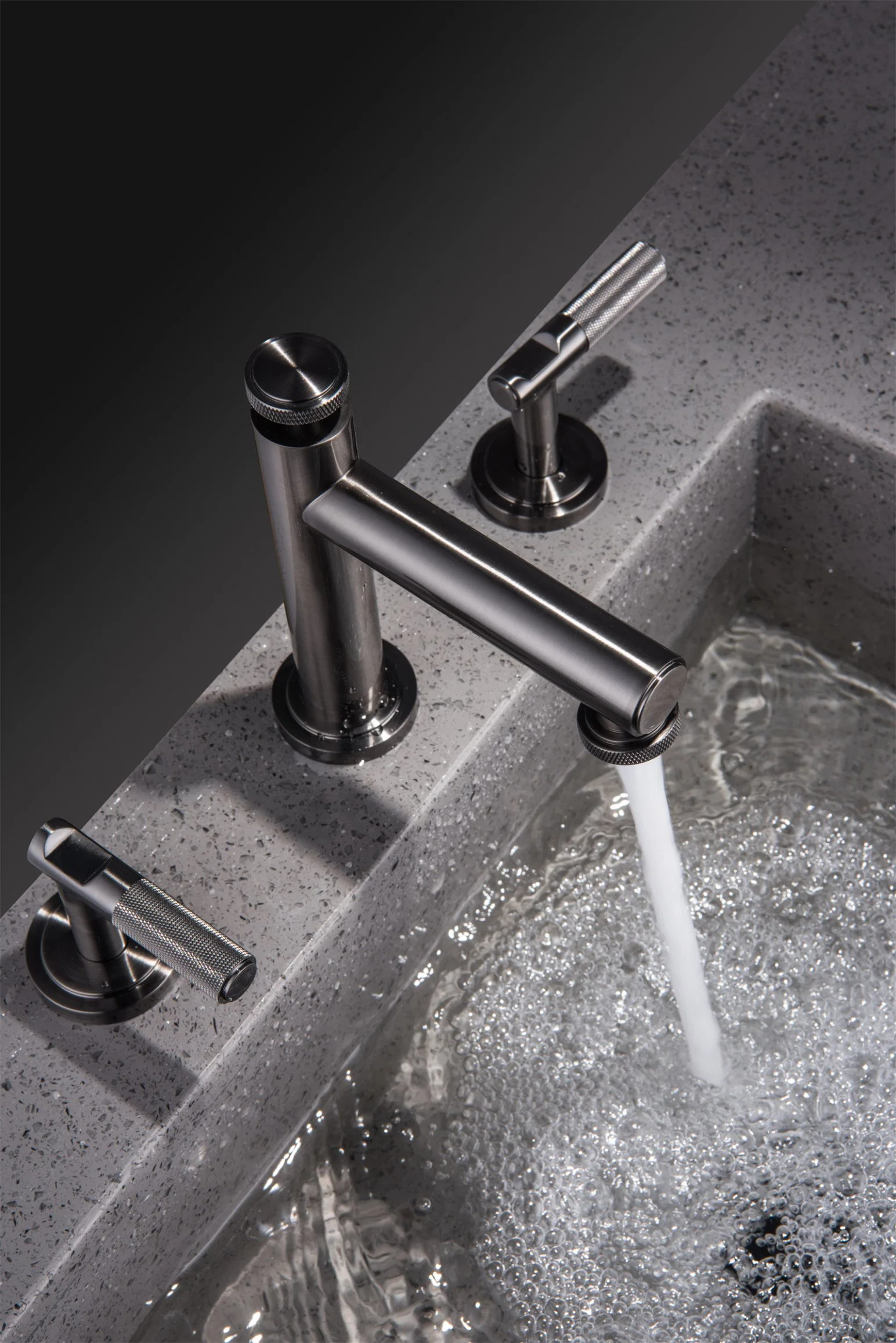 North American Luxury Light Gray Widespread Bathroom Basin Sink Taps Mixer