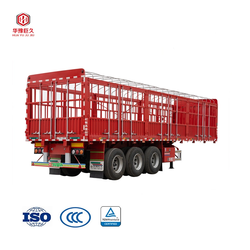 Muti-Functional 3axle 40/60ft ganado estaca cargo cercado semirremolque Con descarga lateral descargando o utilizado como transportador de transferencia de contenedores